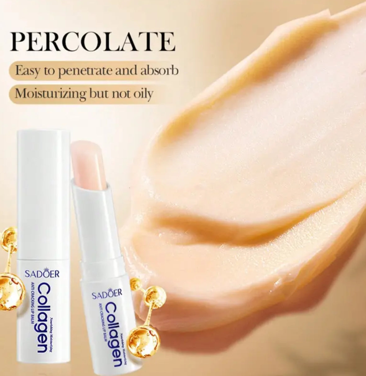 2pcs Collagen Lip Balm – Moisturizing, Hypoallergenic, Natural Finish for All Skin Types