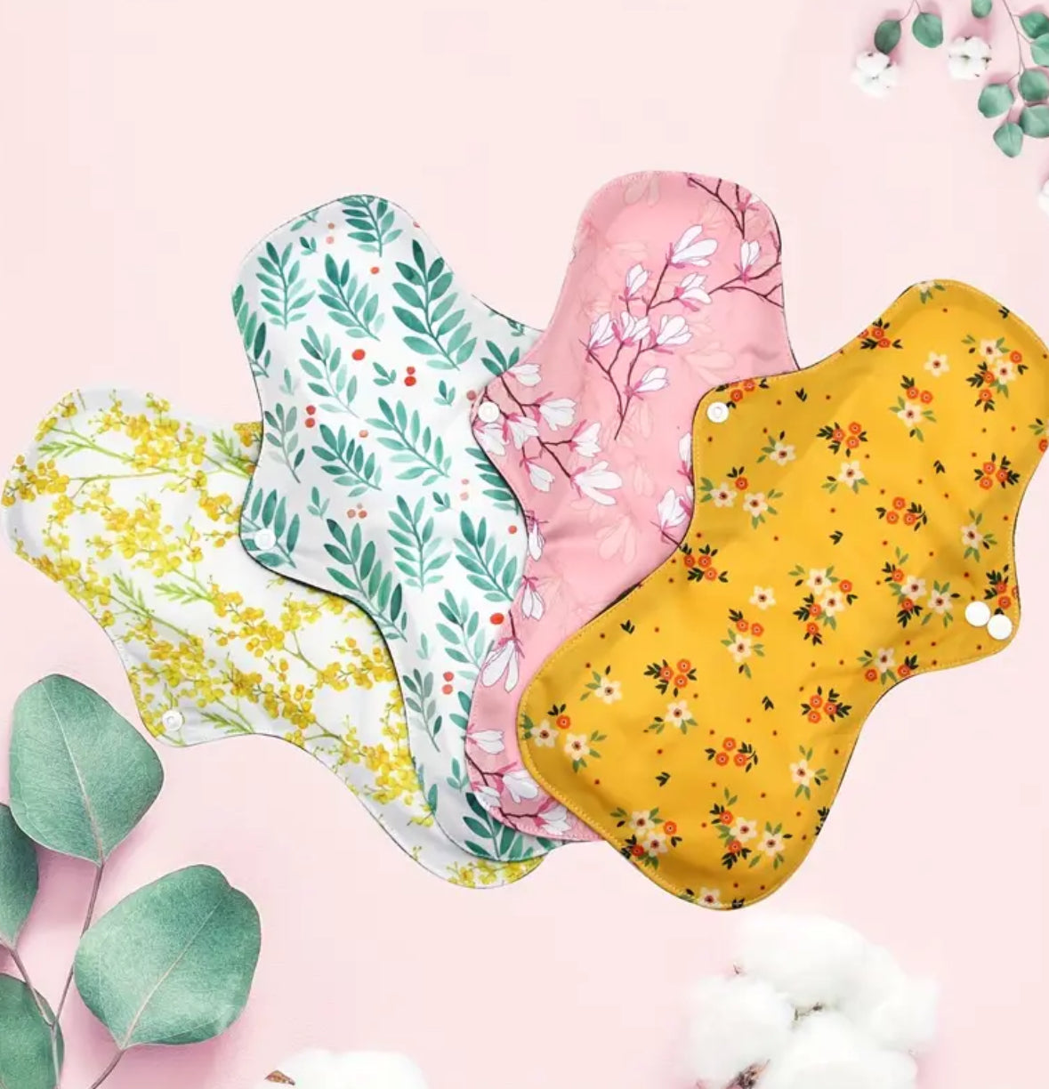 4pcs Night-Long Reusable Sanitary Pads – Washable Cloth Panty Liners for Women, Heavy Flow Protection