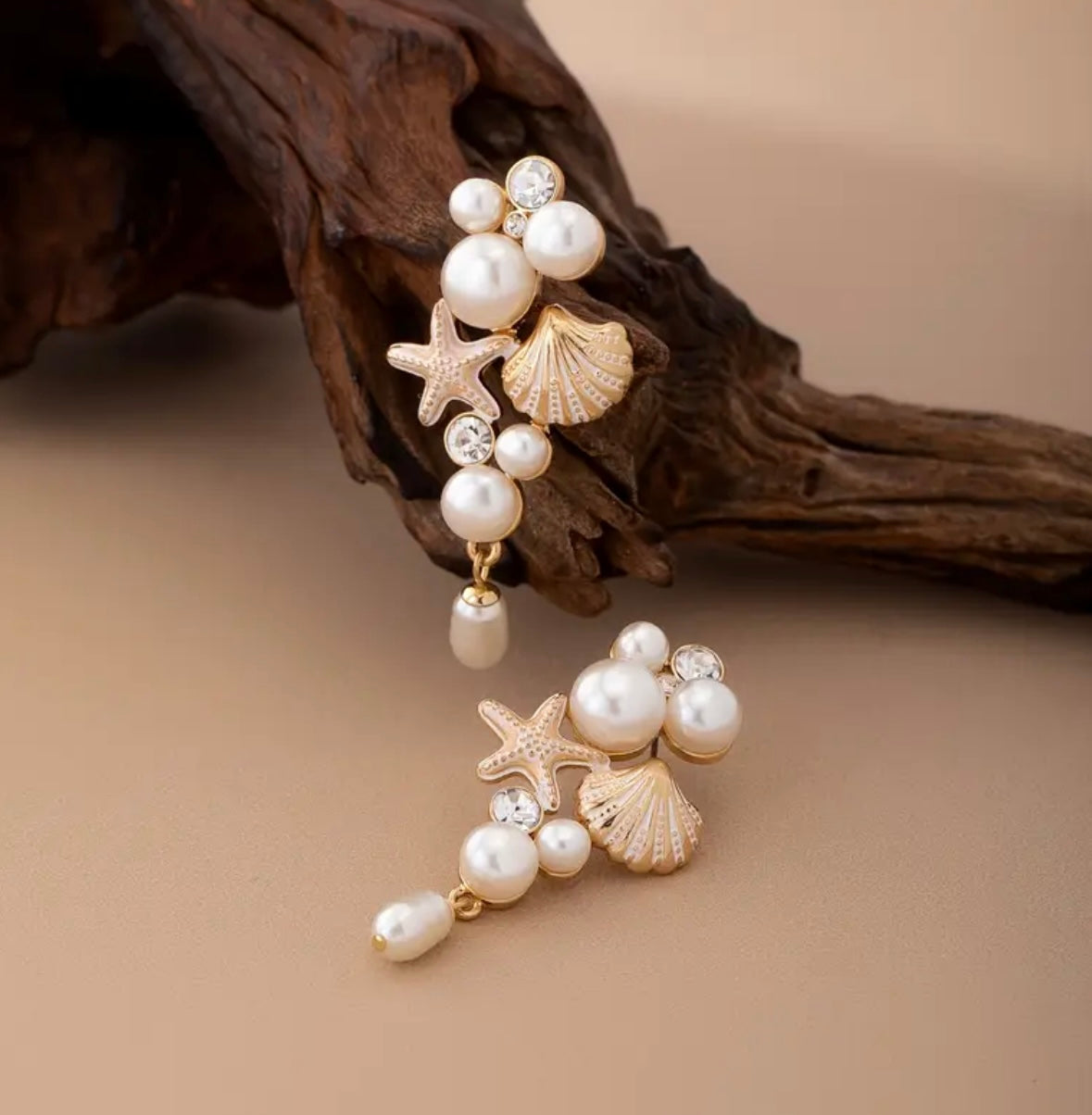 Ocean Pearl Starfish Drop Earrings