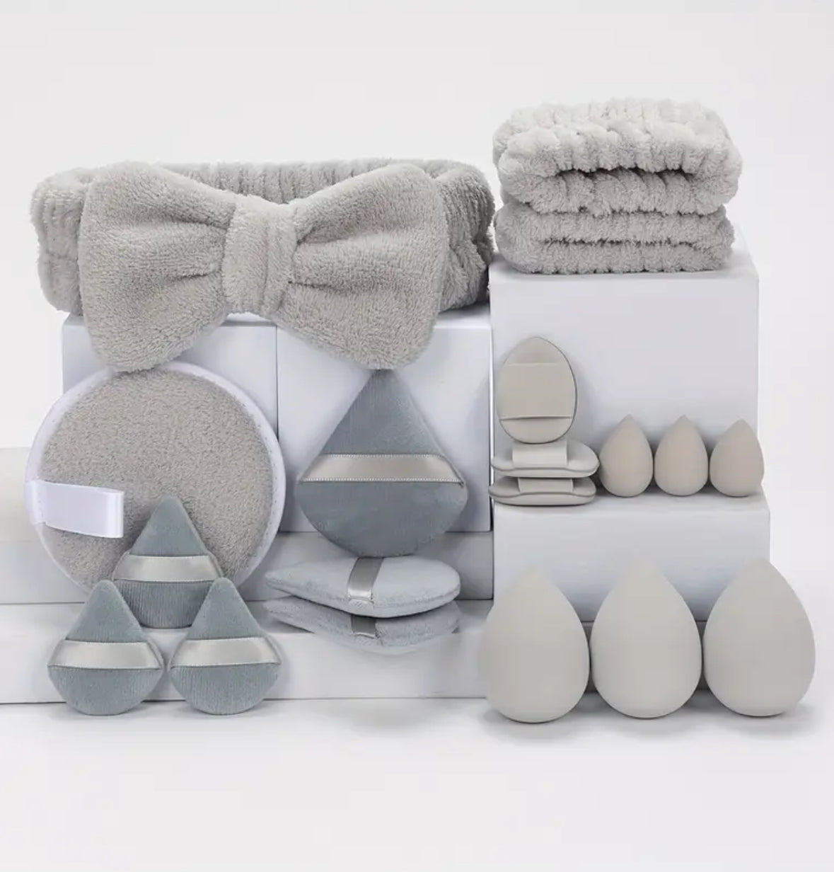 19pcs Makeup Sponge & Headband Set – Multi-Functional Beauty Tools for Foundation, Concealer, and Powder