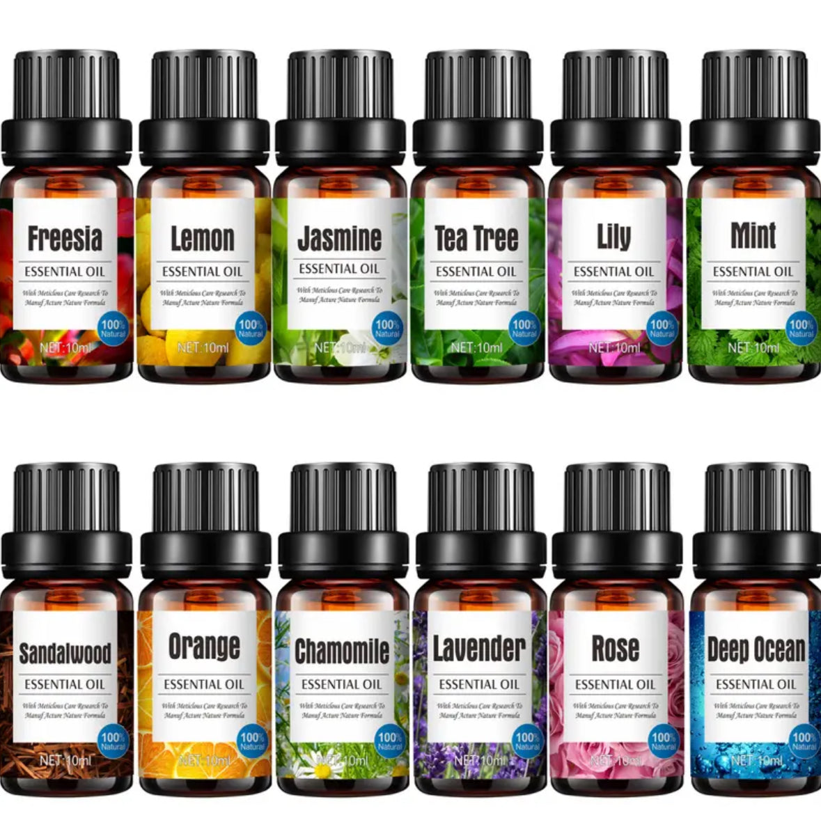 Essential Oil Set – Lavender, Lemon, Mint, Chamomile, Deep Sea & Rose Oils for Diffusers and Humidifiers, Aromatherapy Collection