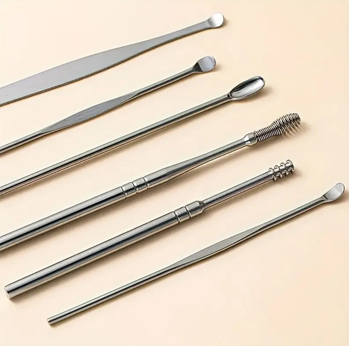 6pcs Spiral Spring Ear Cleaning Kit – Safe & Portable Manual Ear Wax Remover Set