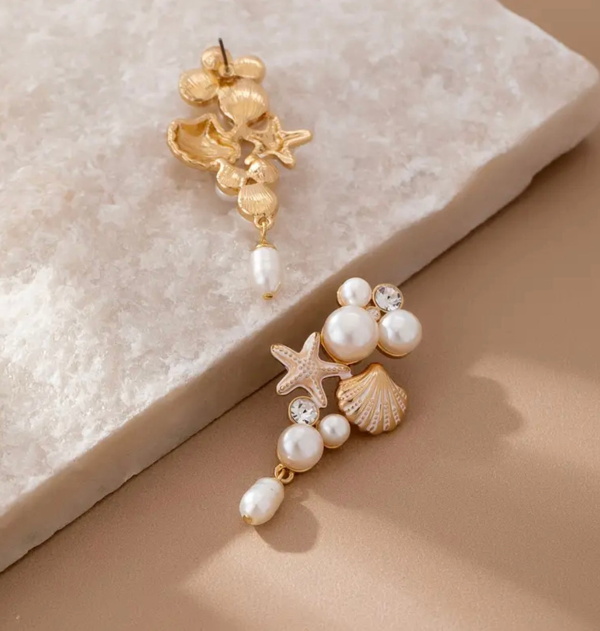 Ocean Pearl Starfish Drop Earrings