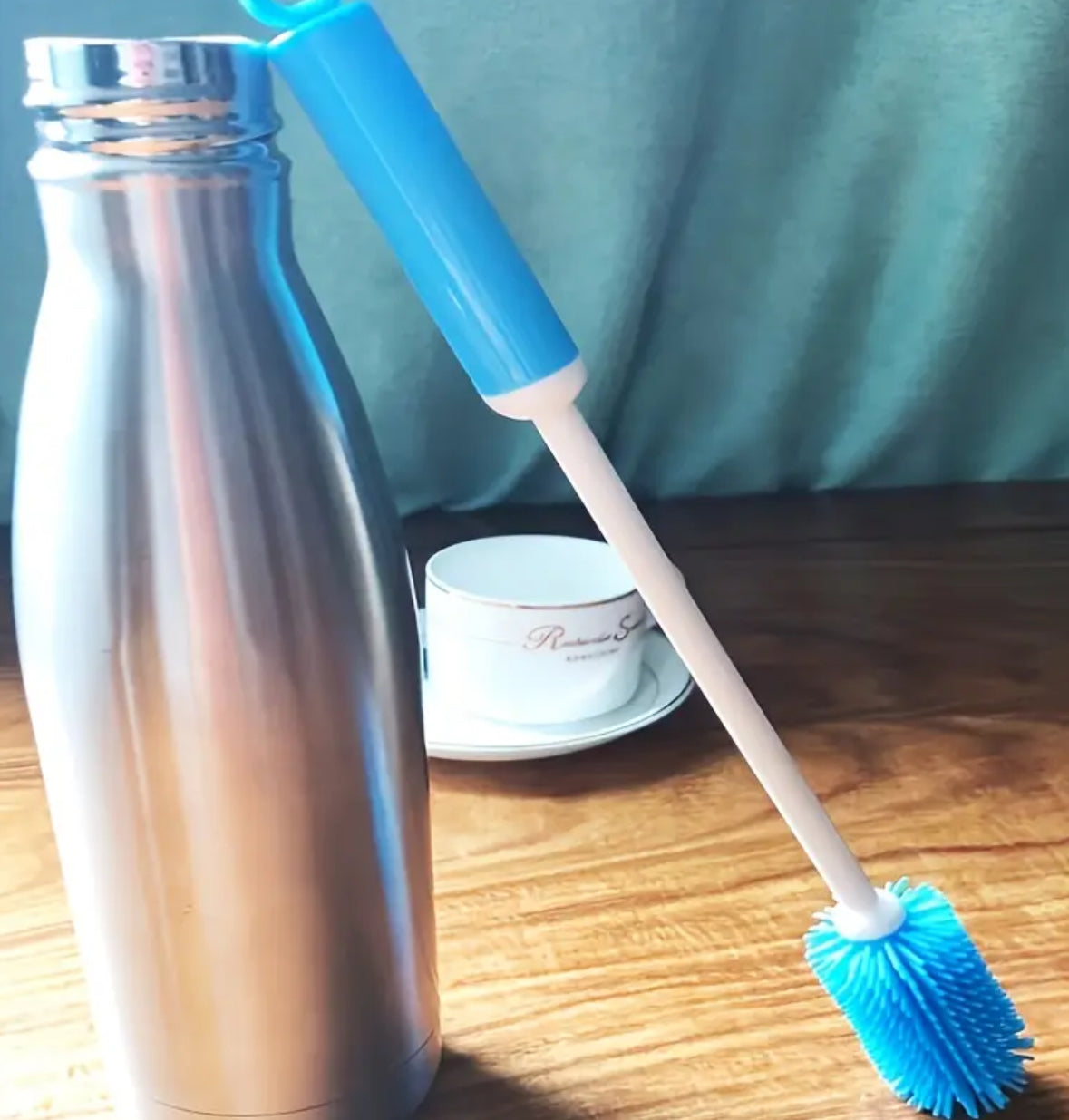 360° Rotating Silicone Cleaning Brush – Long Handle, Reusable Bottle, Cup & Container Cleaner