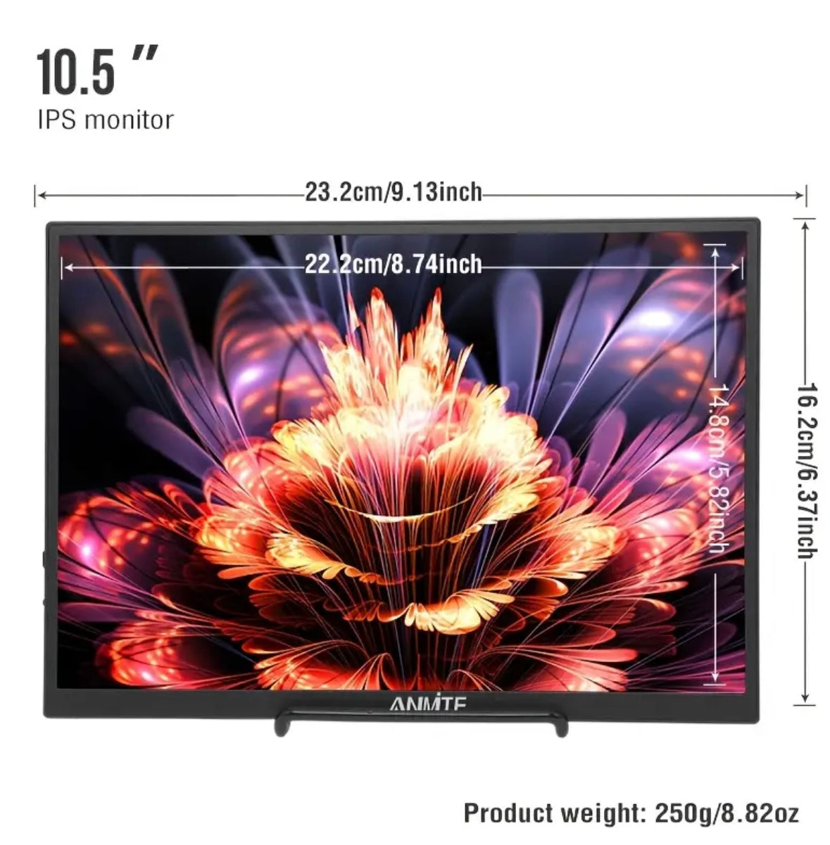 ANMITE 10.5” Portable Monitor – HDR 1280P, Low Blue Light, Compatible with Gaming Consoles, Phones & Laptops