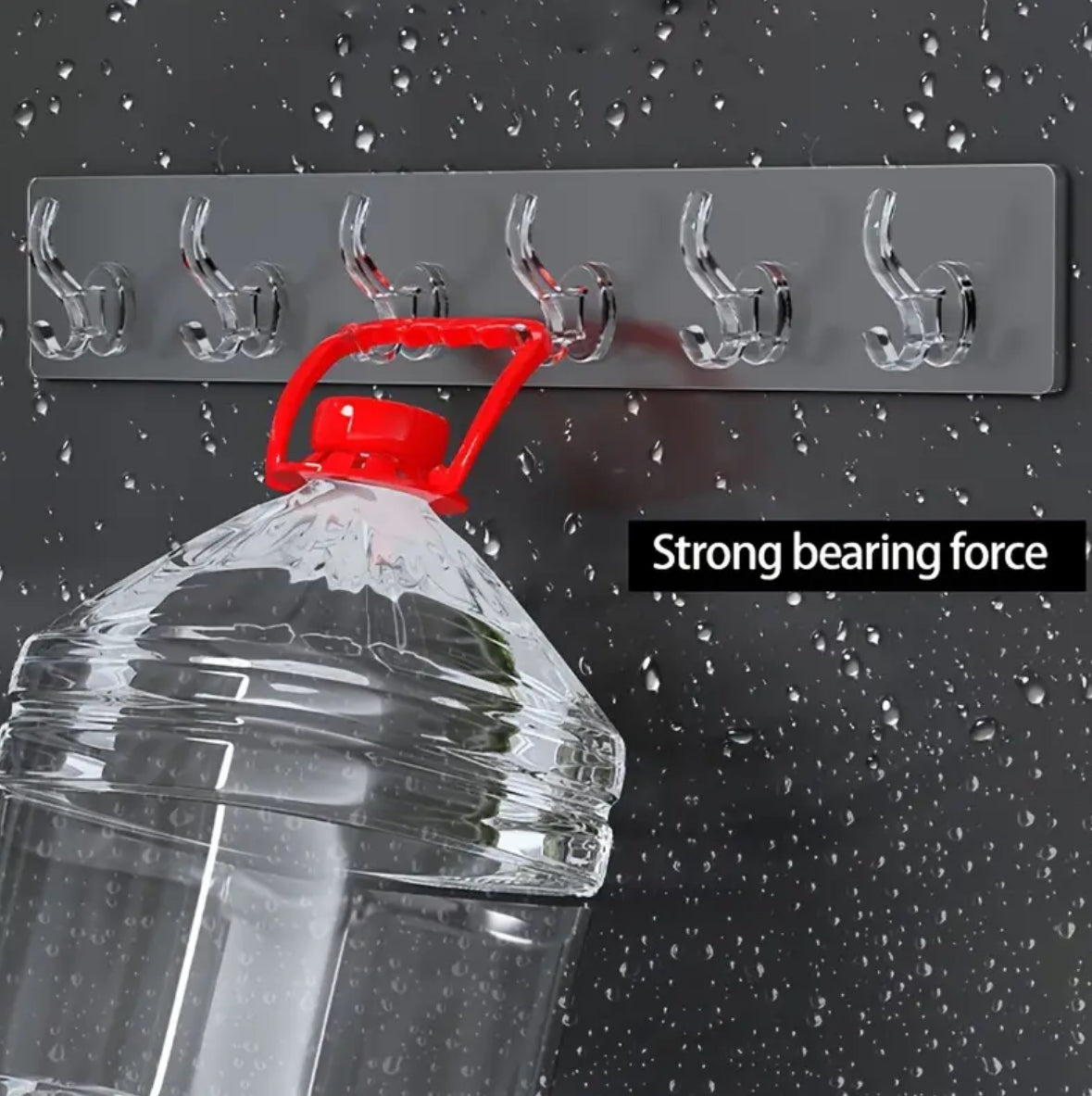 1pc Acrylic Transparent 6-Hook Wall Rack – Self-Adhesive Traceless Hanging Hook for Kitchen, Bathroom, Bedroom & Living Room