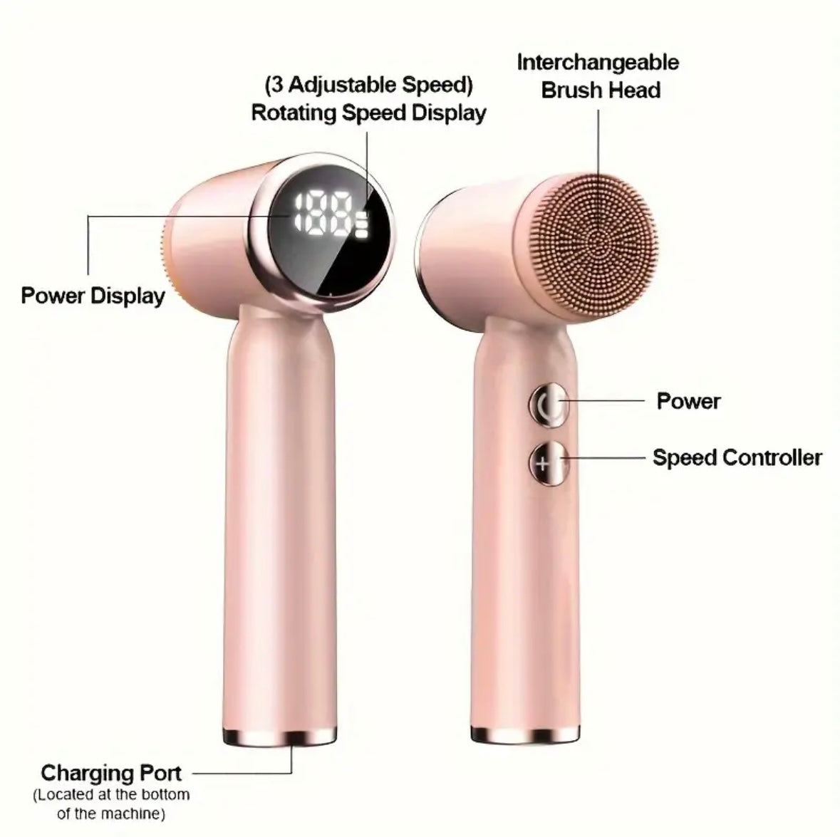 6-in-1 Electric Facial Cleansing Brush – Deep Pore Cleanser, Gentle Exfoliating & Massaging Spin Brush with Soft Bristles for Daily Skincare Routine, Handheld Multifunctional Face Scrubber