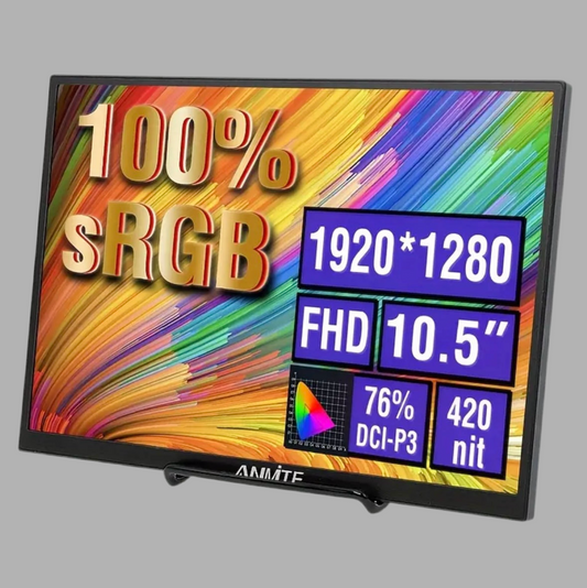 ANMITE 10.5” Portable Monitor – HDR 1280P, Low Blue Light, Compatible with Gaming Consoles, Phones & Laptops