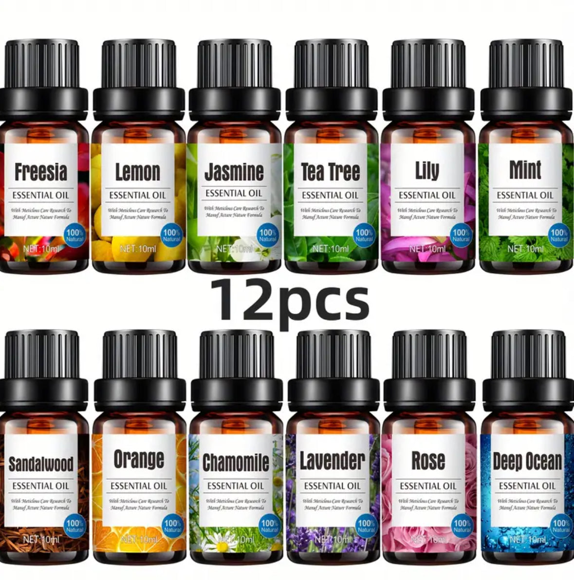 Essential Oil Set – Lavender, Lemon, Mint, Chamomile, Deep Sea & Rose Oils for Diffusers and Humidifiers, Aromatherapy Collection