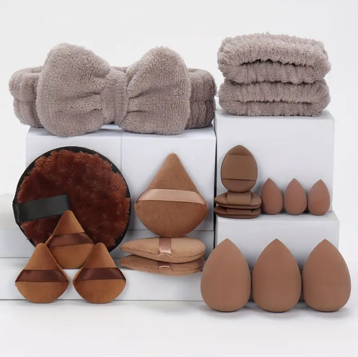 19pcs Makeup Sponge & Headband Set – Multi-Functional Beauty Tools for Foundation, Concealer, and Powder