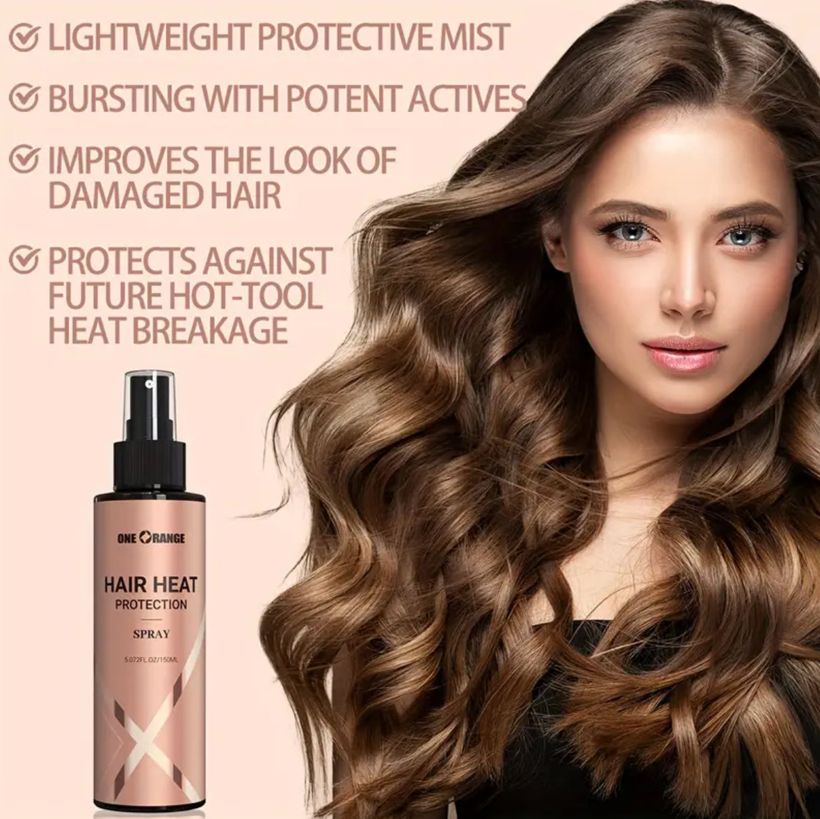 Keratin Heat Protection Spray – 150ml | Shields Hair from Heat Damage, Adds Shine & Restores Moisture