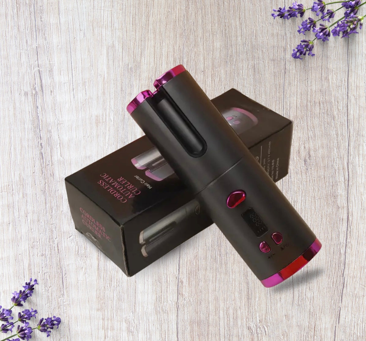 Wireless USB Rechargeable Hair Curling Wand – Automatic Rotating Curling Iron with 5 Heat Settings, Adjustable Speed, and Left/Right Curling for All Hair Types