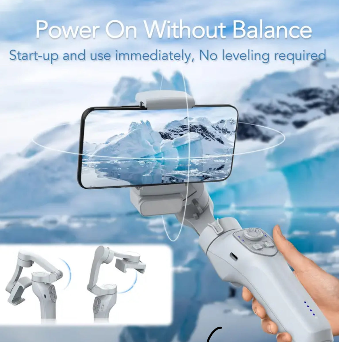 Handheld 3-Axis Gimbal Stabilizer – Foldable, USB Rechargeable, Smart Gesture, Ideal for Vlogging & Mobile Photography