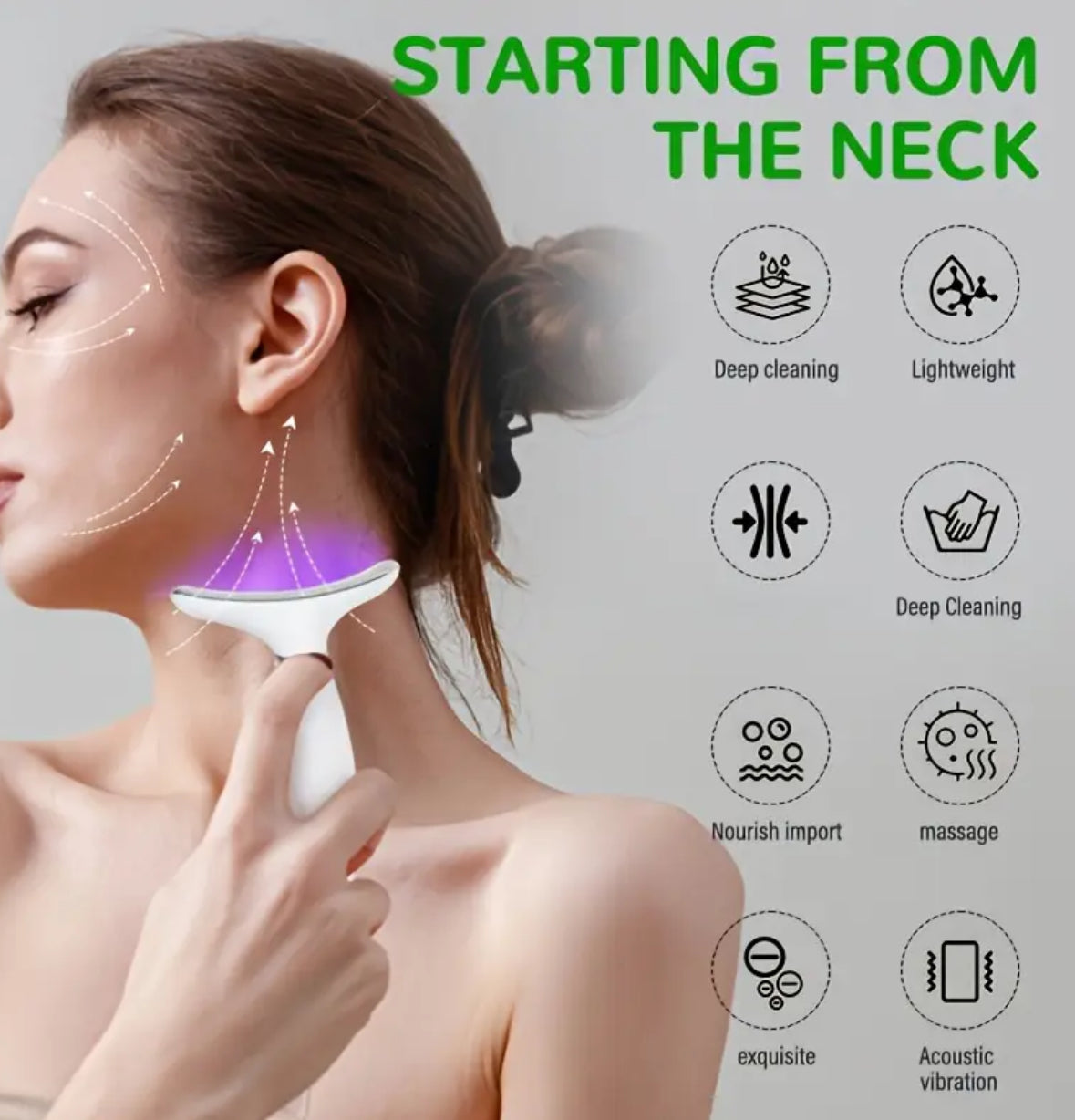 Rechargeable Facial & Neck Massager – 7 Modes, USB Charging, Vibrating & Heating Skincare Device
