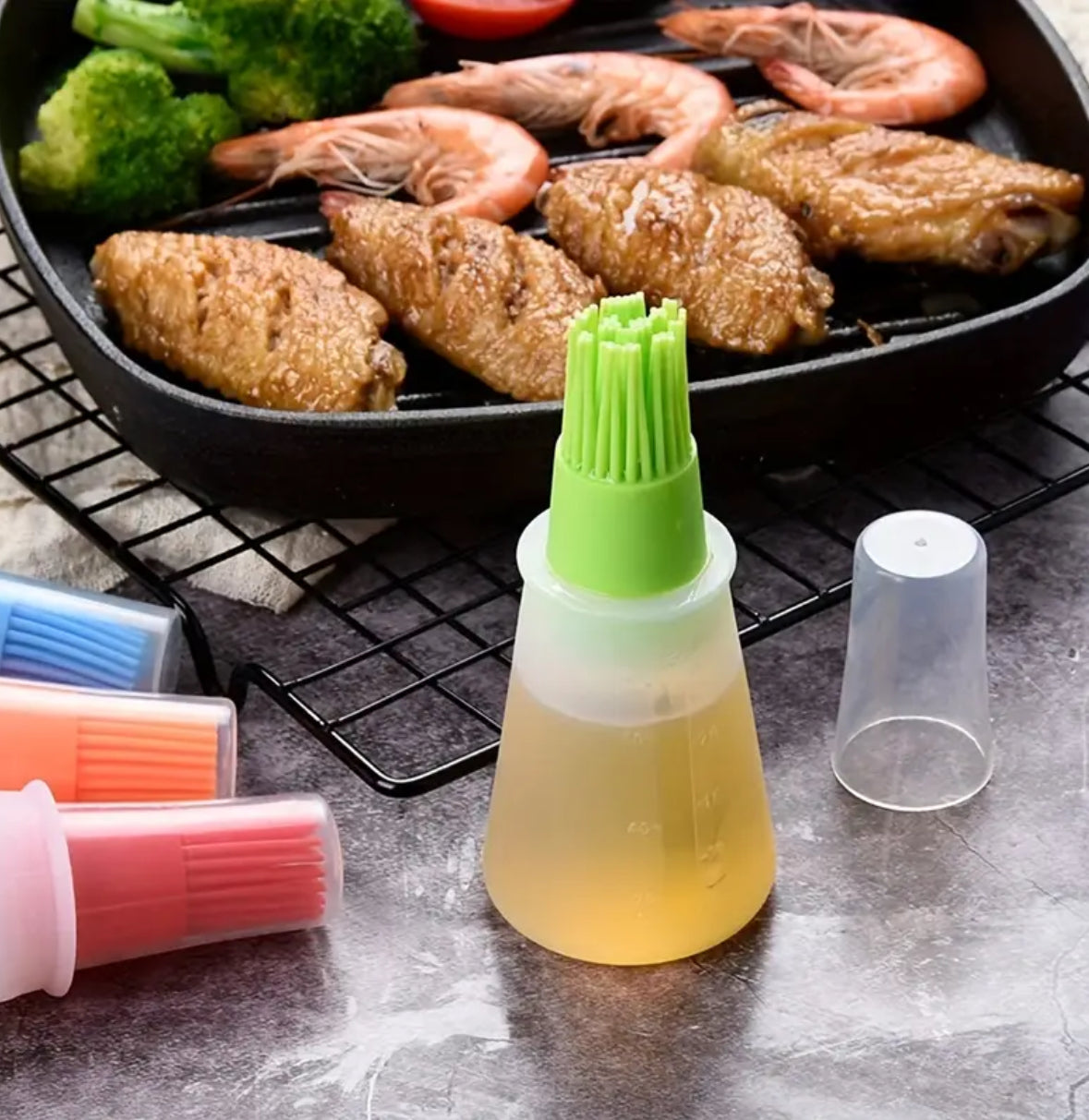 1pc Silicone Basting Brush with Measurement Scale – Heat-Resistant Oil & Sauce Brush for Braai, Baking, and Cooking – Non-Stick & Easy to Clean