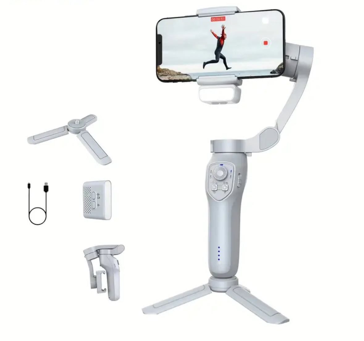 Handheld 3-Axis Gimbal Stabilizer – Foldable, USB Rechargeable, Smart Gesture, Ideal for Vlogging & Mobile Photography