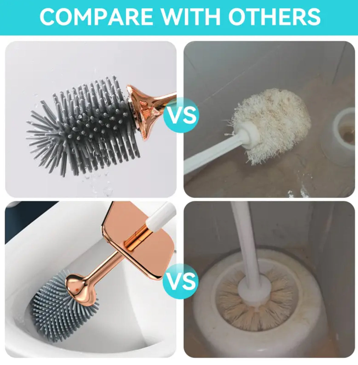 Aokala Toilet Brush & Holder Set – Modern Bathroom Cleaning Accessory with Long Ergonomic Handle – Deep Cleaning Toilet Bowl Brush (Black & White)