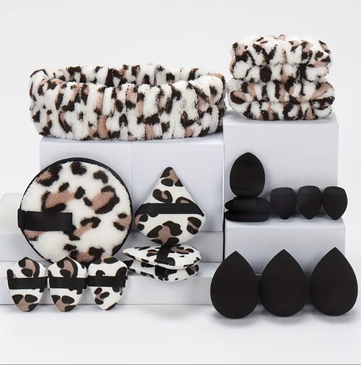 19pcs Makeup Sponge & Headband Set – Multi-Functional Beauty Tools for Foundation, Concealer, and Powder