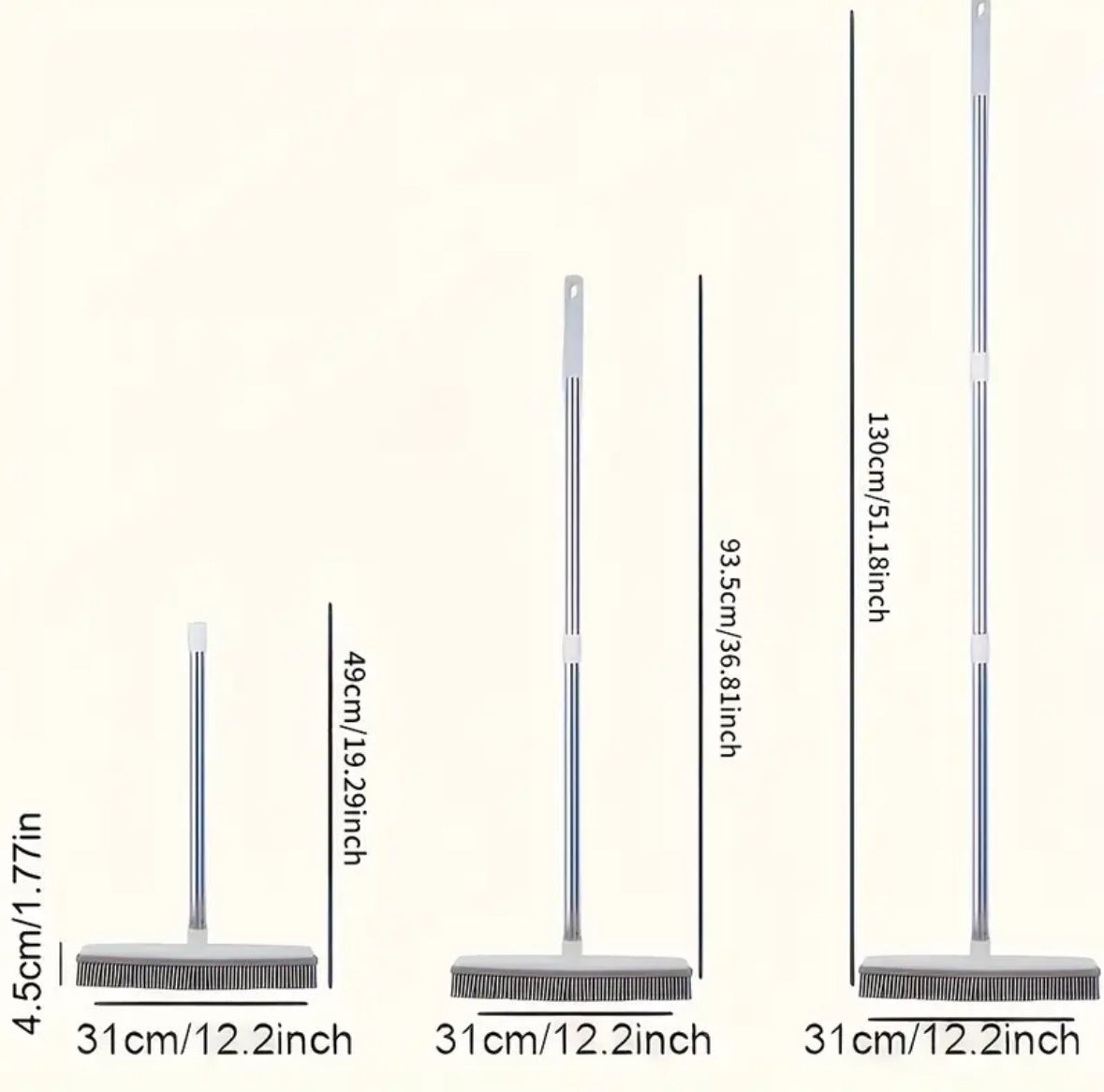 2-in-1 Rubber Broom & Squeegee – Effortless Pet Hair Remover for Carpets, Hardwood & Tiles | Stainless Steel Handle | Ideal for Cats & Dogs | Manual, Non-Electric Cleaning Tool