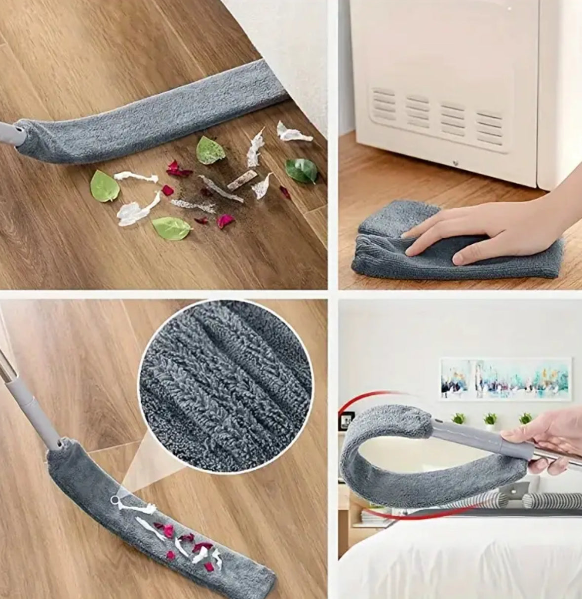 2/4pcs Retractable Microfiber Duster Cleaning Kit – Extendable Dust Collector for Ceiling Fans, Furniture, Air Conditioners & Cars (Gray)