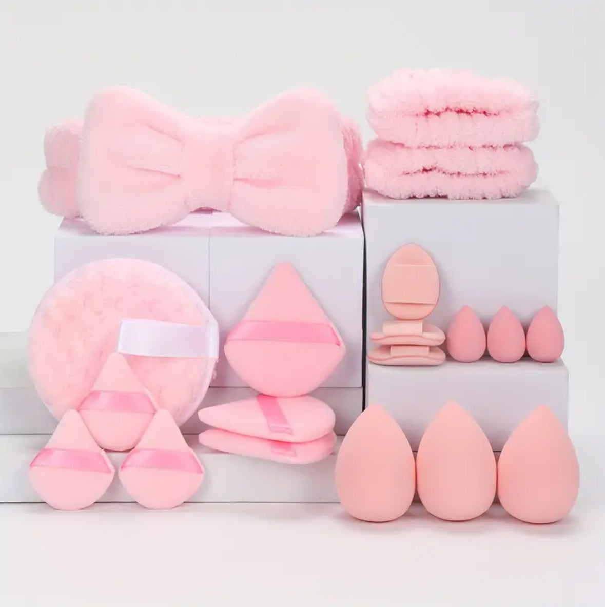 19pcs Makeup Sponge & Headband Set – Multi-Functional Beauty Tools for Foundation, Concealer, and Powder
