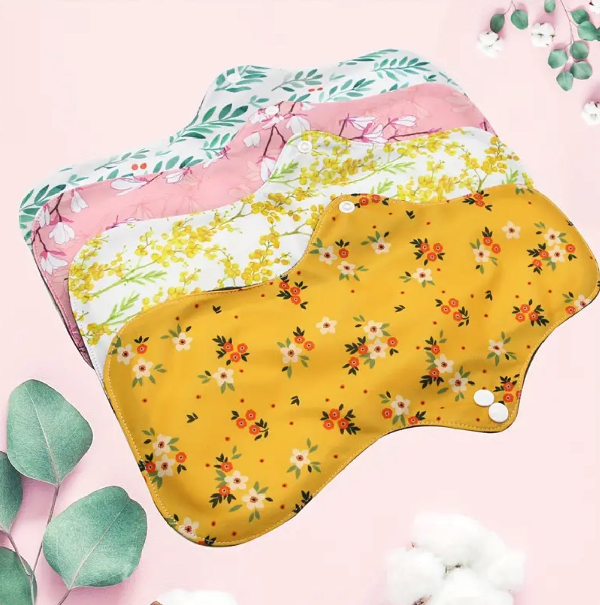 4pcs Night-Long Reusable Sanitary Pads – Washable Cloth Panty Liners for Women, Heavy Flow Protection