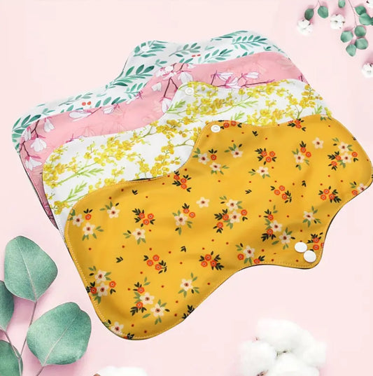 4pcs Night-Long Reusable Sanitary Pads – Washable Cloth Panty Liners for Women, Heavy Flow Protection