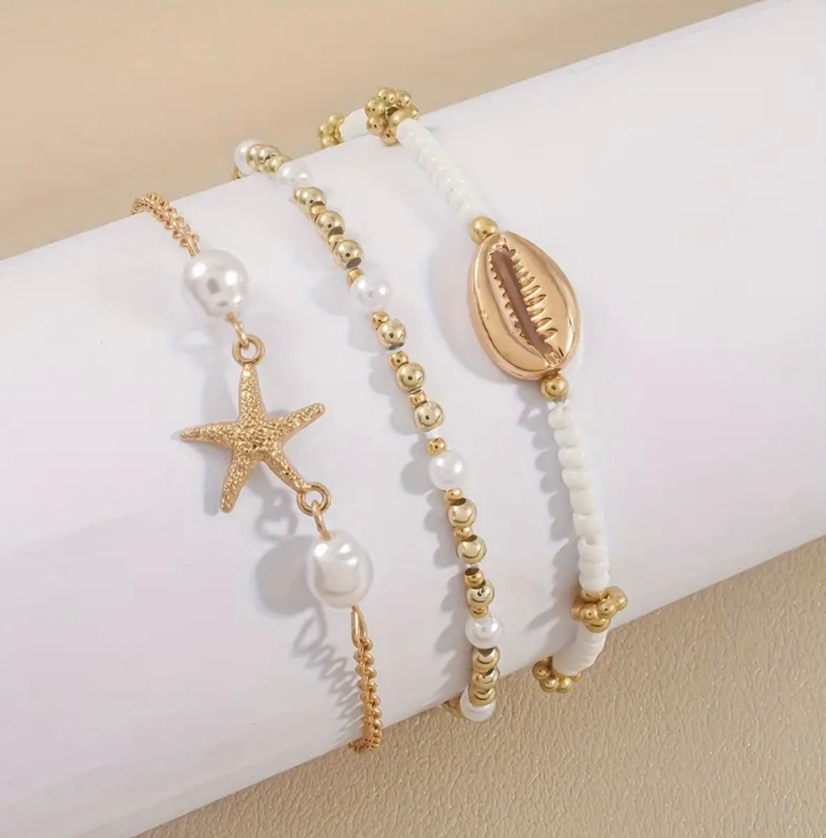 3pcs Boho Beaded Anklet Set for Women – Starfish & Shell Charms, Perfect for Beach Days and Summer Style