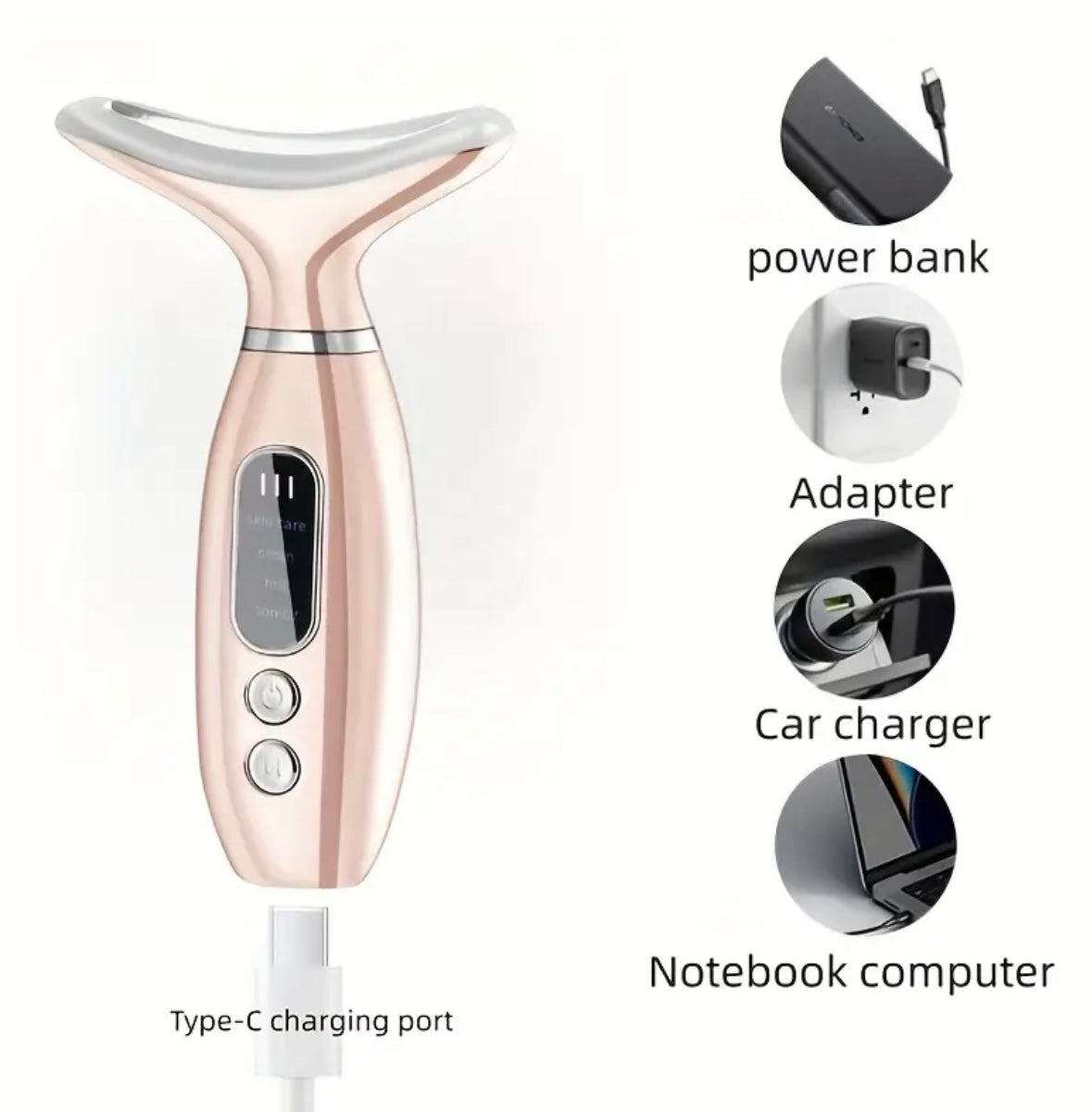 Facial & Neck Massager – Vibration & Heat, 4 Adjustable Modes, Beauty Tool for Women
