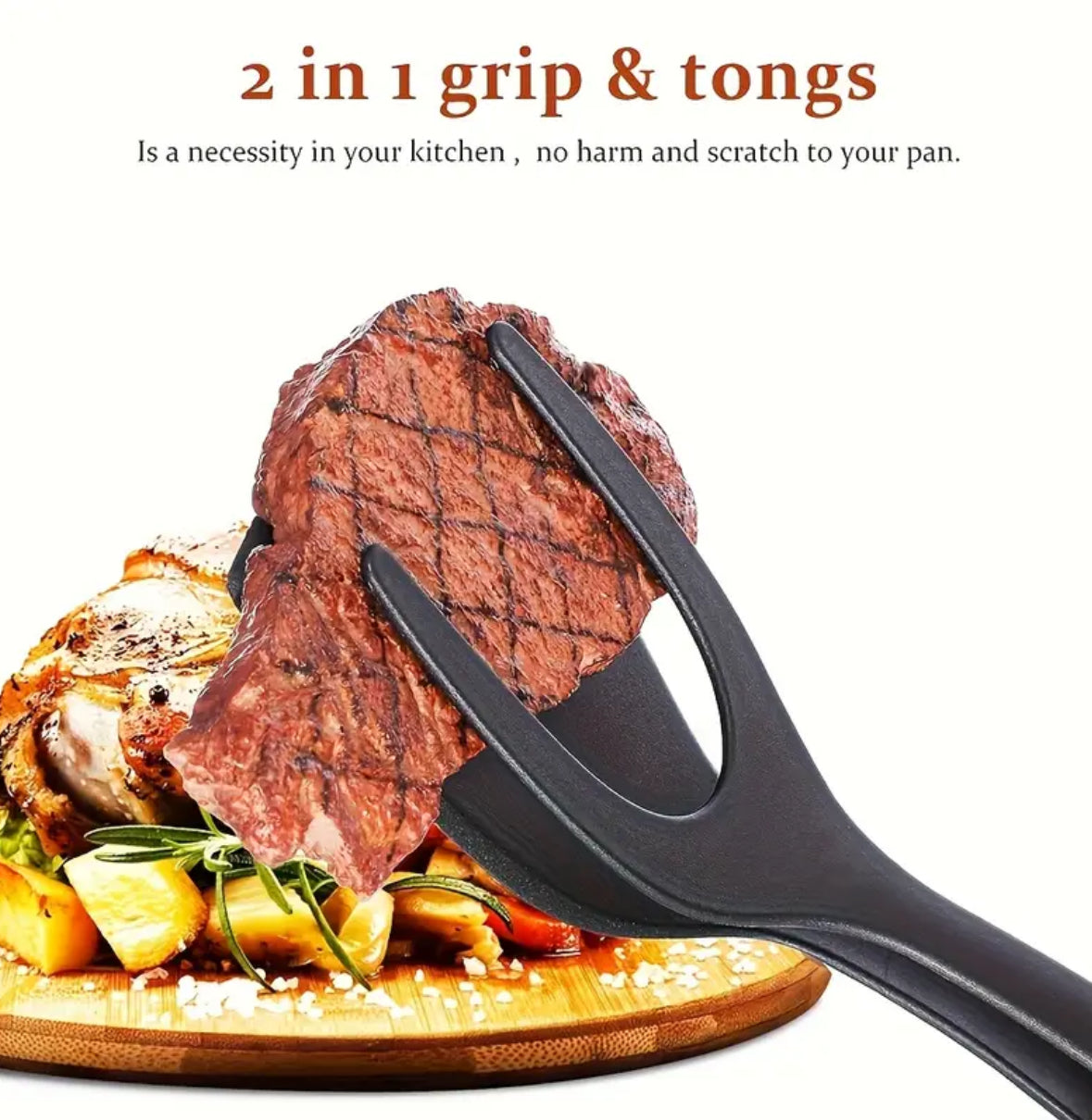 Non-Stick Spatula Tongs – 1pc Egg Flipper, Pancake & Omelet Turner, Kitchen Cooking Tool