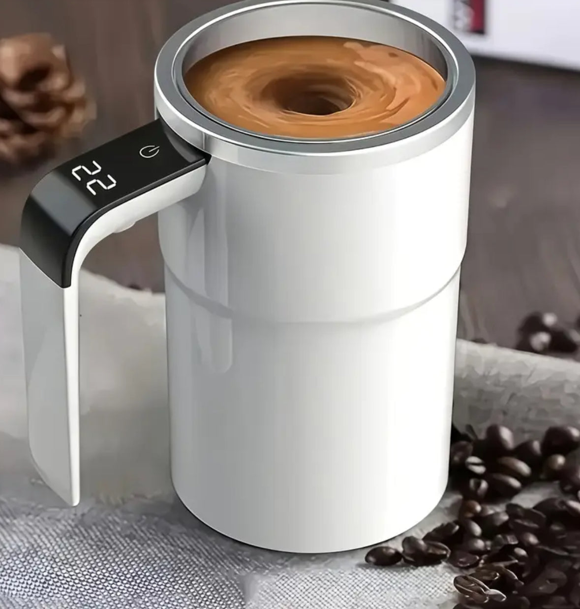 USB Electric Coffee Mug with Digital Temperature Display & Self-Stirring Function – Rechargeable Travel Cup for Hot Drinks
