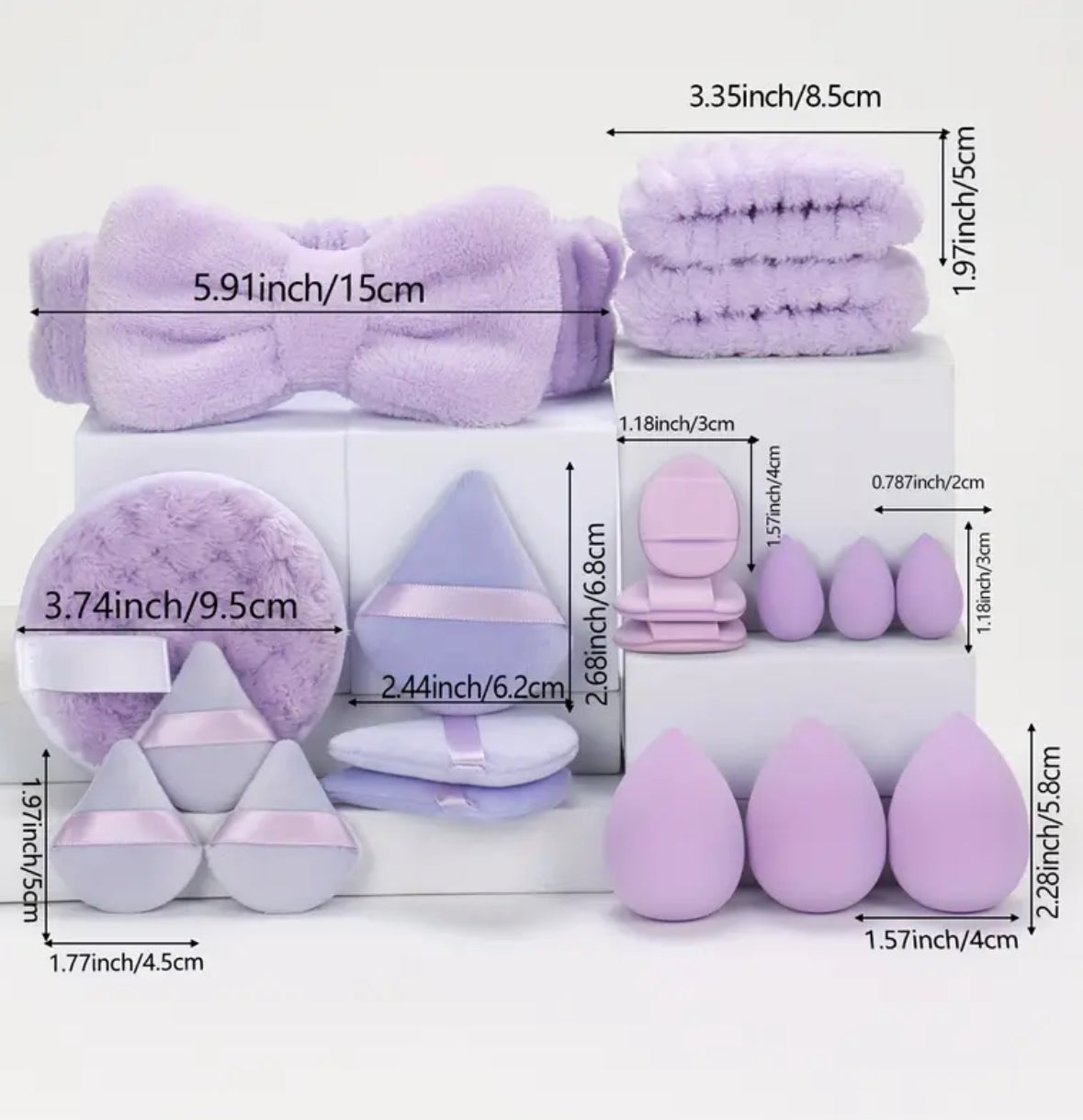 19pcs Makeup Sponge & Headband Set – Multi-Functional Beauty Tools for Foundation, Concealer, and Powder