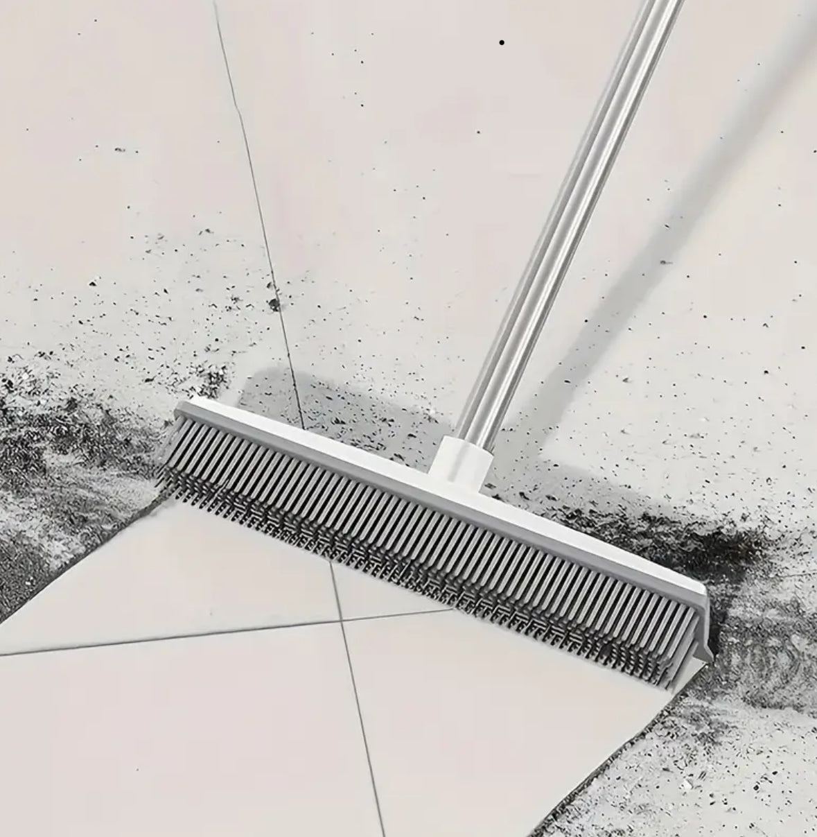 2-in-1 Rubber Broom & Squeegee – Effortless Pet Hair Remover for Carpets, Hardwood & Tiles | Stainless Steel Handle | Ideal for Cats & Dogs | Manual, Non-Electric Cleaning Tool