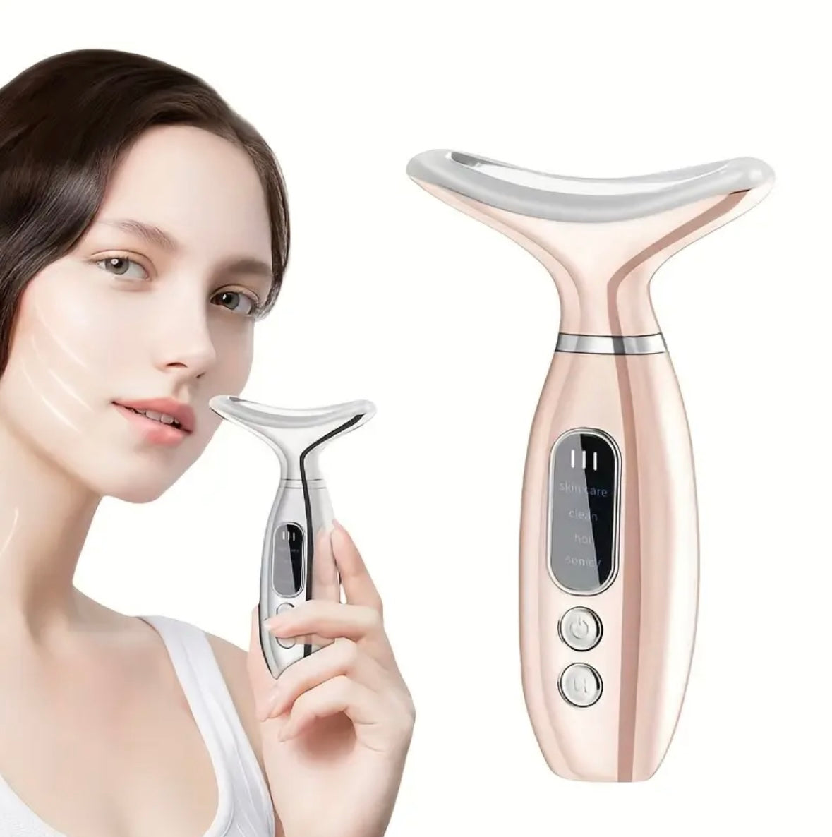 Facial & Neck Massager – Vibration & Heat, 4 Adjustable Modes, Beauty Tool for Women