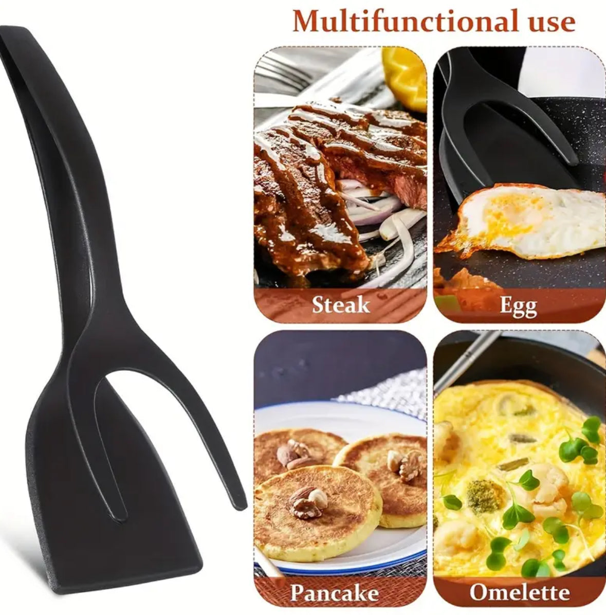 Non-Stick Spatula Tongs – 1pc Egg Flipper, Pancake & Omelet Turner, Kitchen Cooking Tool