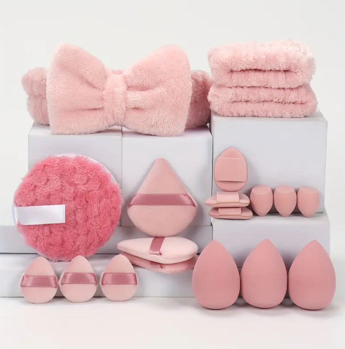 19pcs Makeup Sponge & Headband Set – Multi-Functional Beauty Tools for Foundation, Concealer, and Powder
