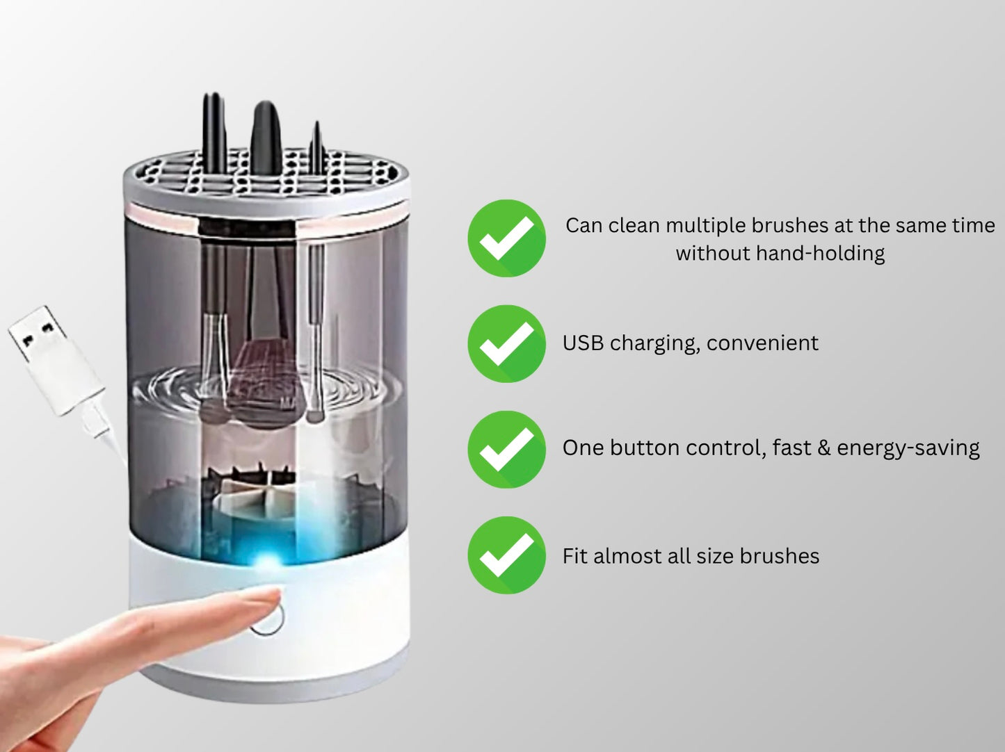 Portable Electric Makeup Brush Cleaner – Automatic USB Spinner for Quick Drying & Easy Cleaning