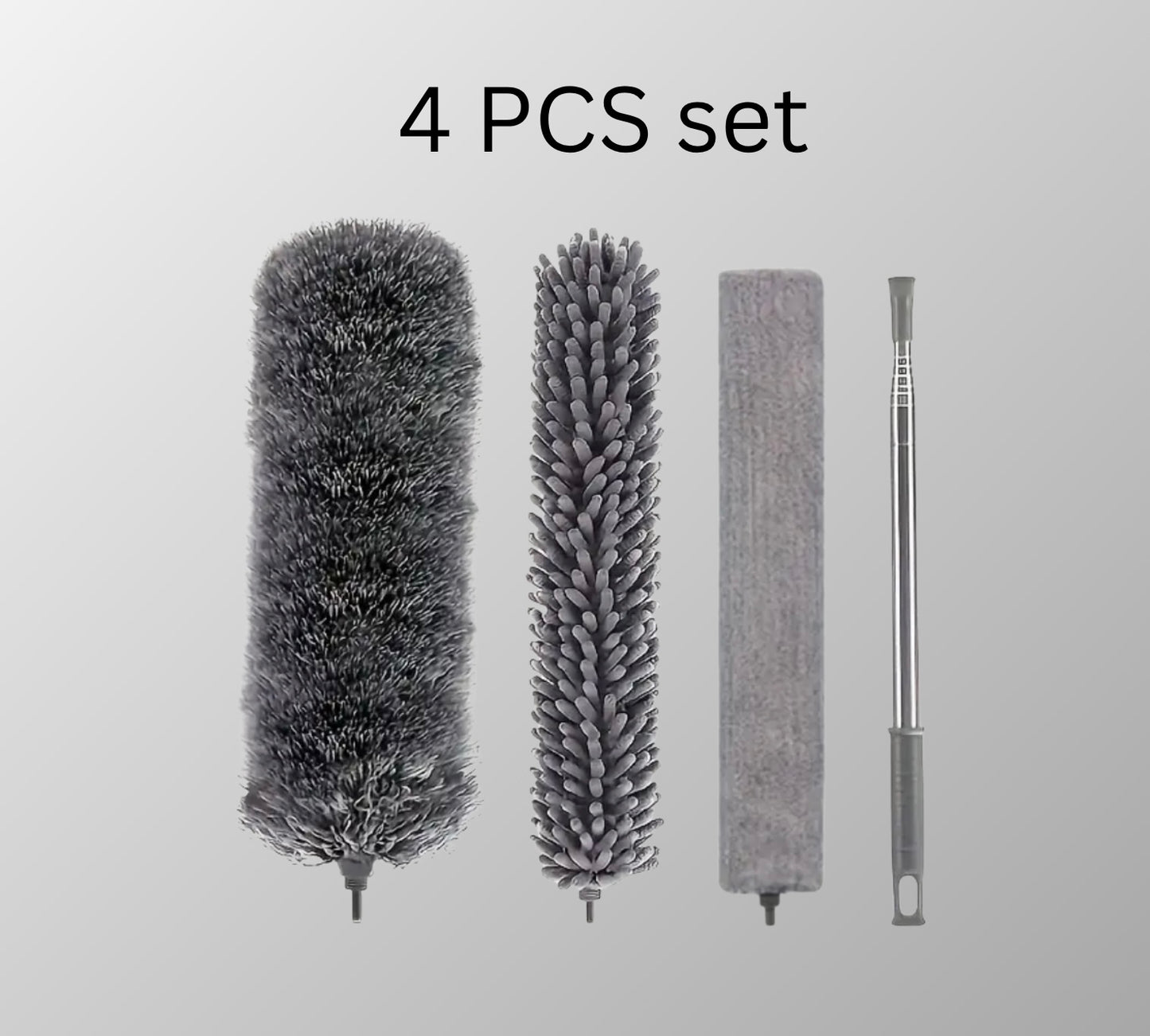 2/4pcs Retractable Microfiber Duster Cleaning Kit – Extendable Dust Collector for Ceiling Fans, Furniture, Air Conditioners & Cars (Gray)