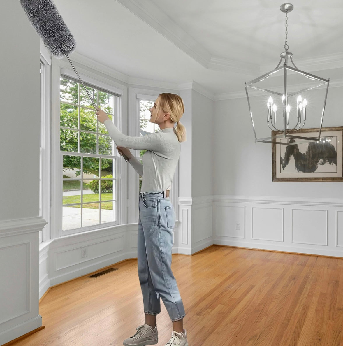 2/4pcs Retractable Microfiber Duster Cleaning Kit – Extendable Dust Collector for Ceiling Fans, Furniture, Air Conditioners & Cars (Gray)