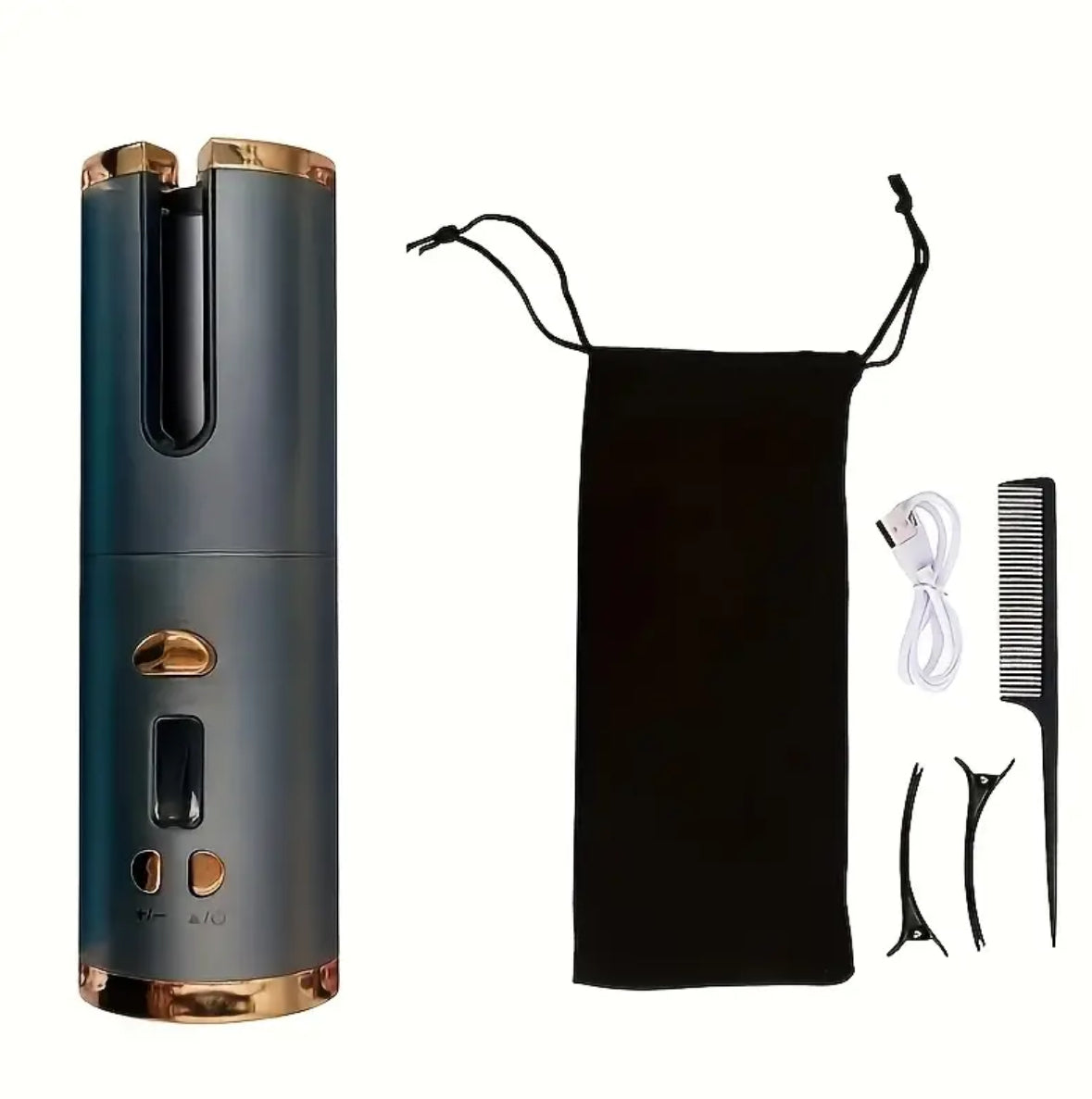 Wireless USB Rechargeable Hair Curling Wand – Automatic Rotating Curling Iron with 5 Heat Settings, Adjustable Speed, and Left/Right Curling for All Hair Types