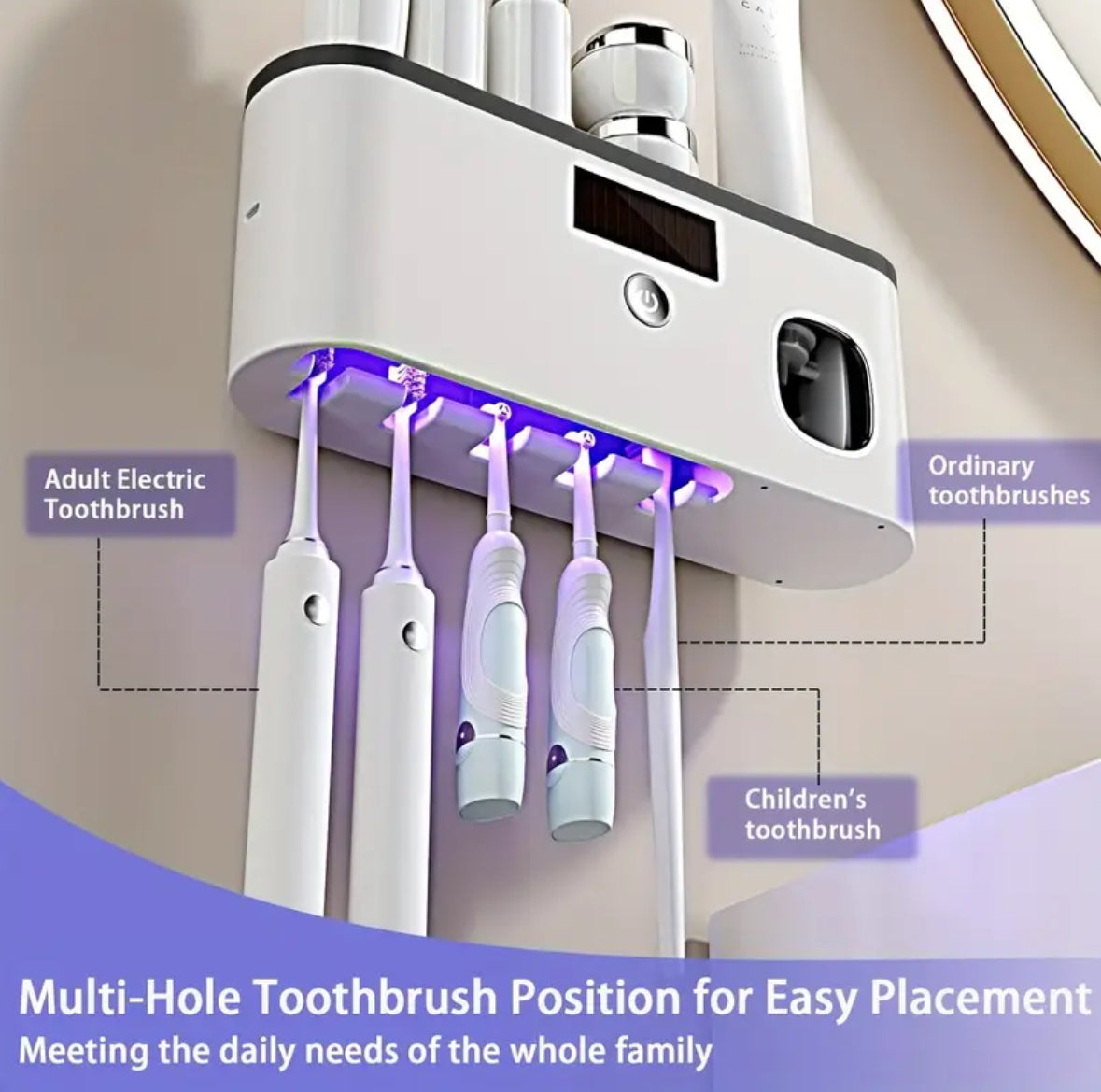 Automatic Toothpaste Dispenser with Smart Toothbrush Holder – 5-Slot Wall-Mounted Bathroom Organizer, USB Rechargeable & Stylish Home Decor