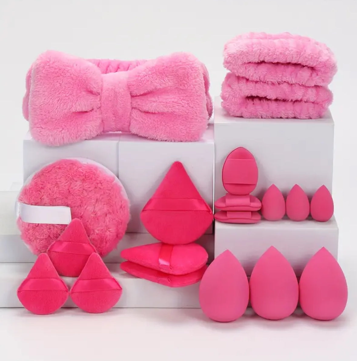 19pcs Makeup Sponge & Headband Set – Multi-Functional Beauty Tools for Foundation, Concealer, and Powder