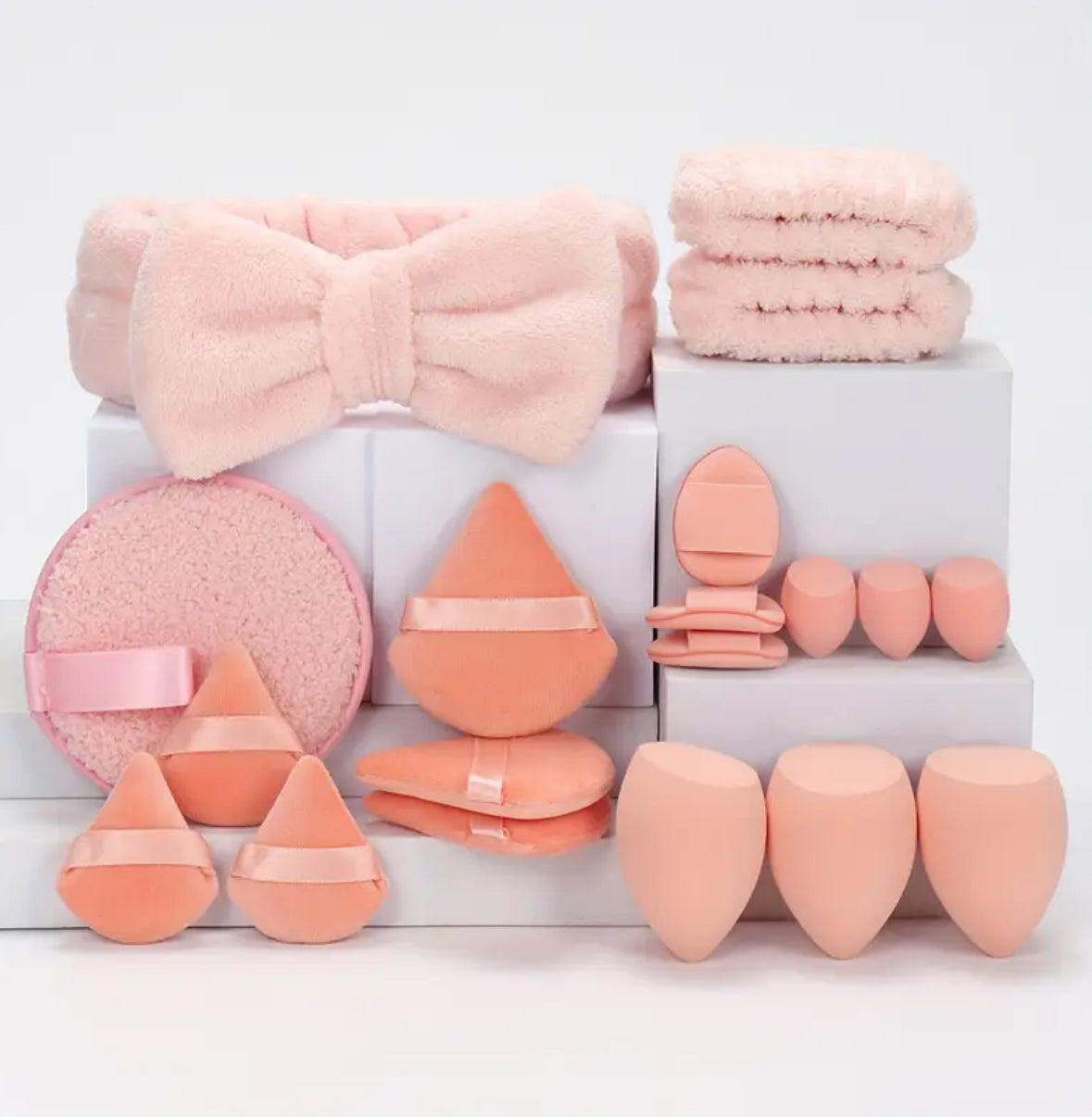 19pcs Makeup Sponge & Headband Set – Multi-Functional Beauty Tools for Foundation, Concealer, and Powder