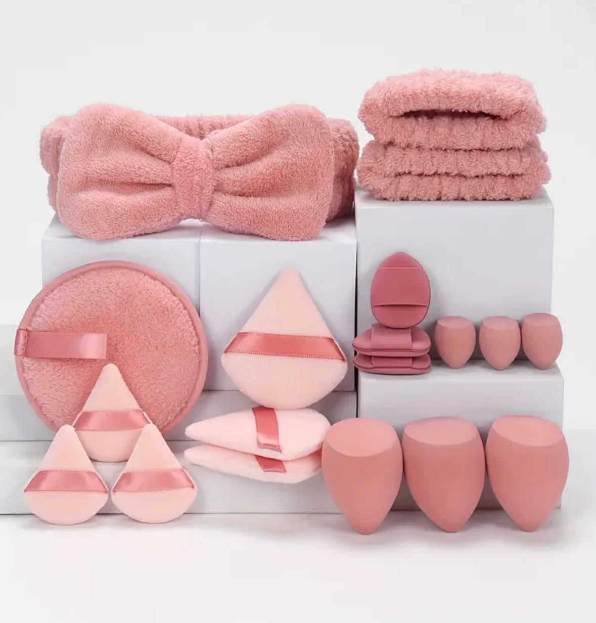 19pcs Makeup Sponge & Headband Set – Multi-Functional Beauty Tools for Foundation, Concealer, and Powder