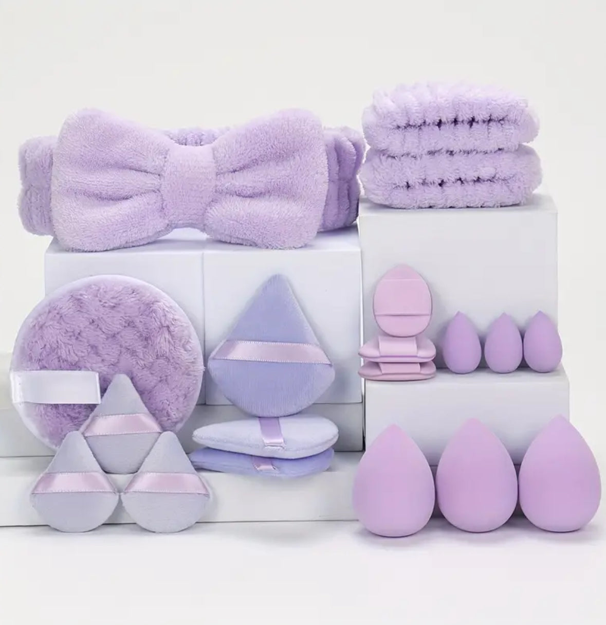 19pcs Makeup Sponge & Headband Set – Multi-Functional Beauty Tools for Foundation, Concealer, and Powder