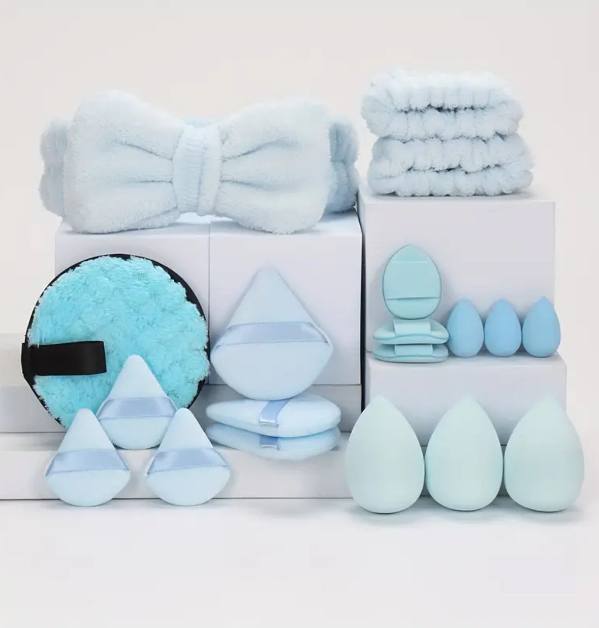 19pcs Makeup Sponge & Headband Set – Multi-Functional Beauty Tools for Foundation, Concealer, and Powder