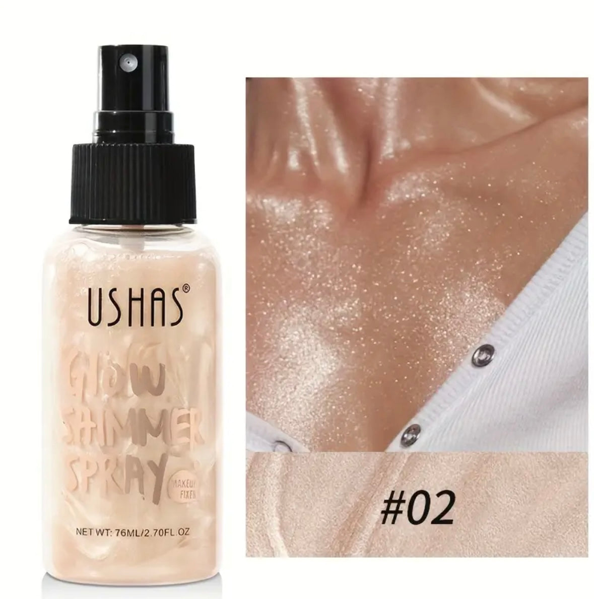 [Shimmer Mist Spray] Long-Lasting Waterproof Highlight Spray – Radiant Face & Body Glow Mist – Effortless Luminous Finish for Parties, Beach Days & Festivals