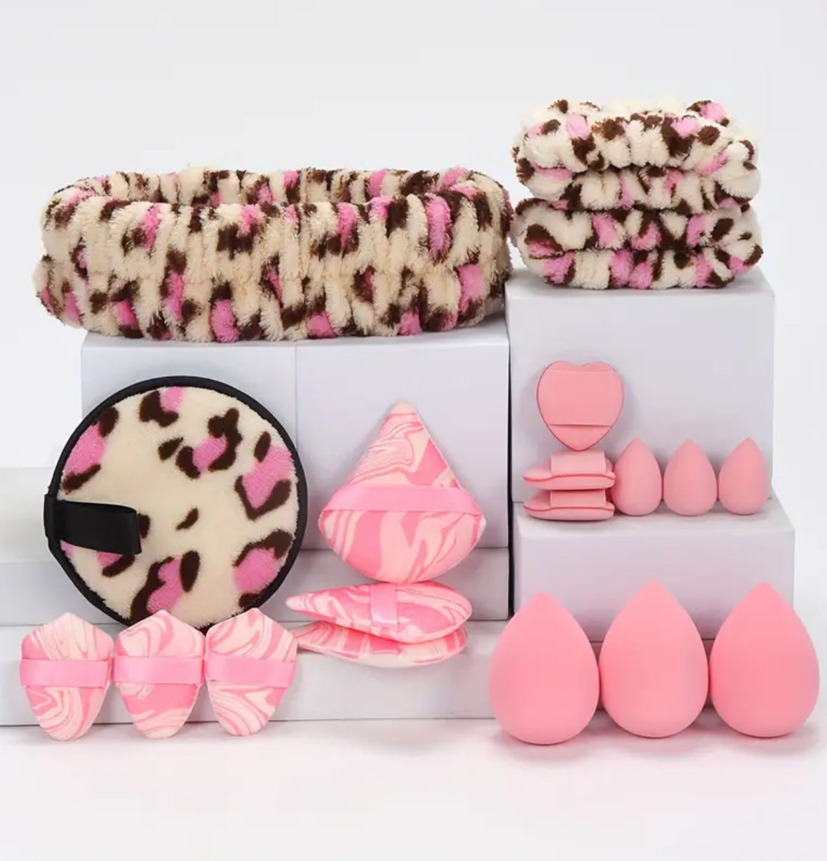19pcs Makeup Sponge & Headband Set – Multi-Functional Beauty Tools for Foundation, Concealer, and Powder