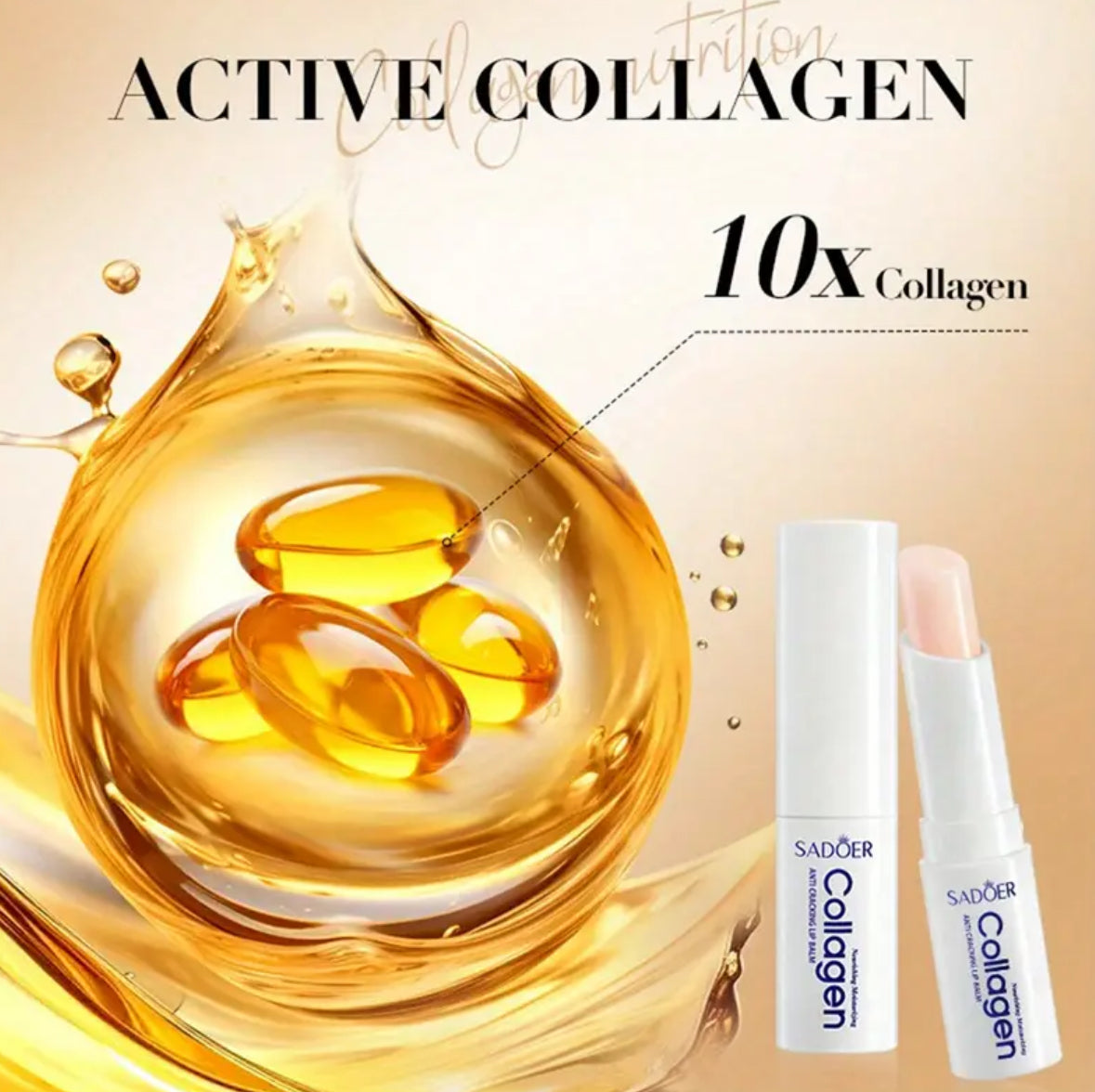 2pcs Collagen Lip Balm – Moisturizing, Hypoallergenic, Natural Finish for All Skin Types
