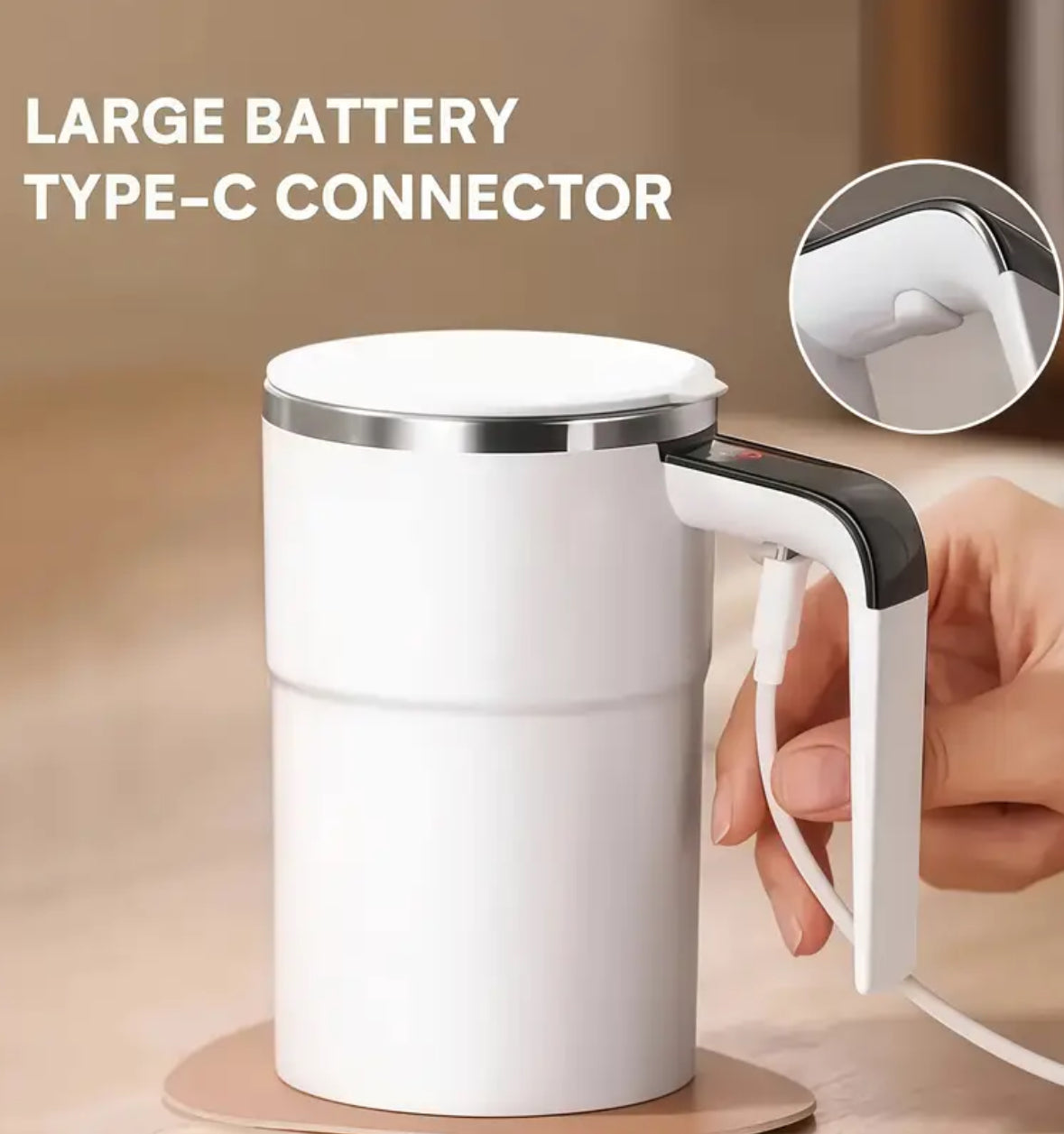 USB Electric Coffee Mug with Digital Temperature Display & Self-Stirring Function – Rechargeable Travel Cup for Hot Drinks